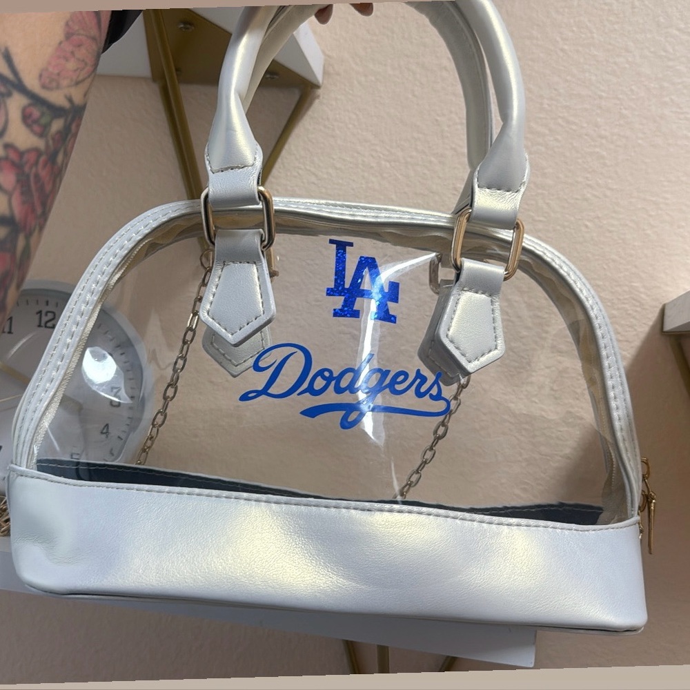 Clear LA Dodgers white handbag